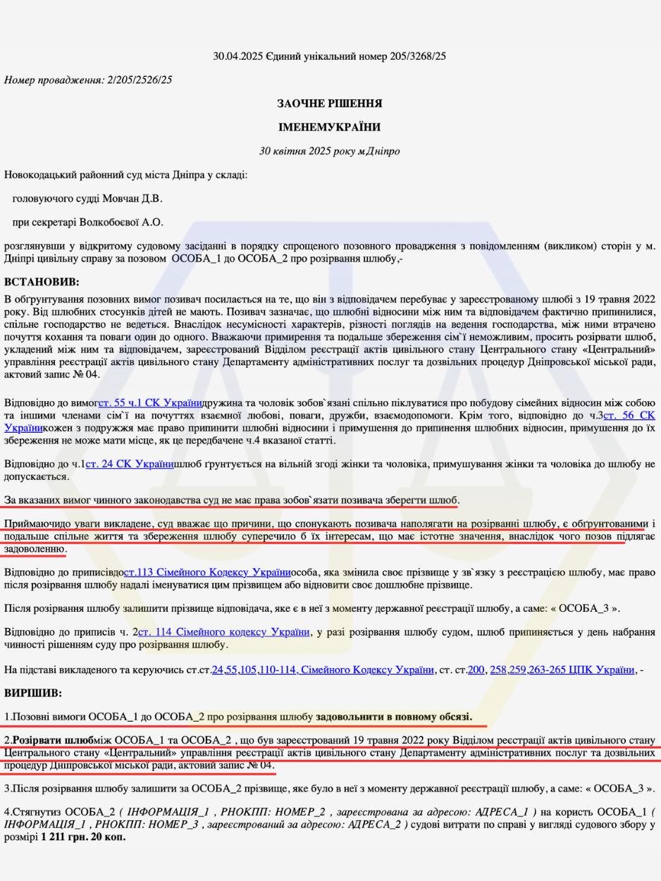 РОЗІРВАЛИ ШЛЮБ ДЛЯ ВІЙСЬКОВОСЛУЖБОВЦЯ БЕЗ ЙОГО ОСОБИСТОЇ УЧАСТІ В СУДІ