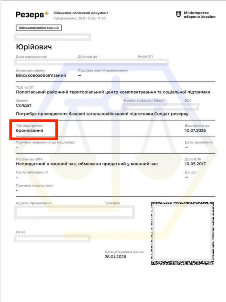 ВНЕСЛИ ВОС І ПОСАДУ ДО РЕЄСТРУ ТА ОФОРМИЛИ БРОНЮВАННЯ