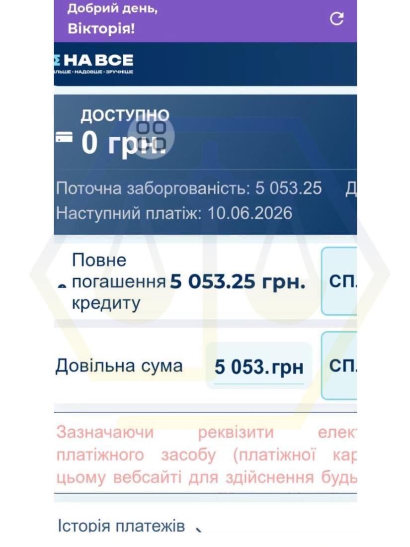 СУПРОВОДИЛИ ЗАКРИТТЯ КРЕДИТУ В «КРЕДИТ КАСІ» ТА ДОБИЛИСЯ СПИСАННЯ 54 234,32 ГРН ВІДСОТКІВ ДЛЯ ВІЙСЬКОВОСЛУЖБОВИЦІ